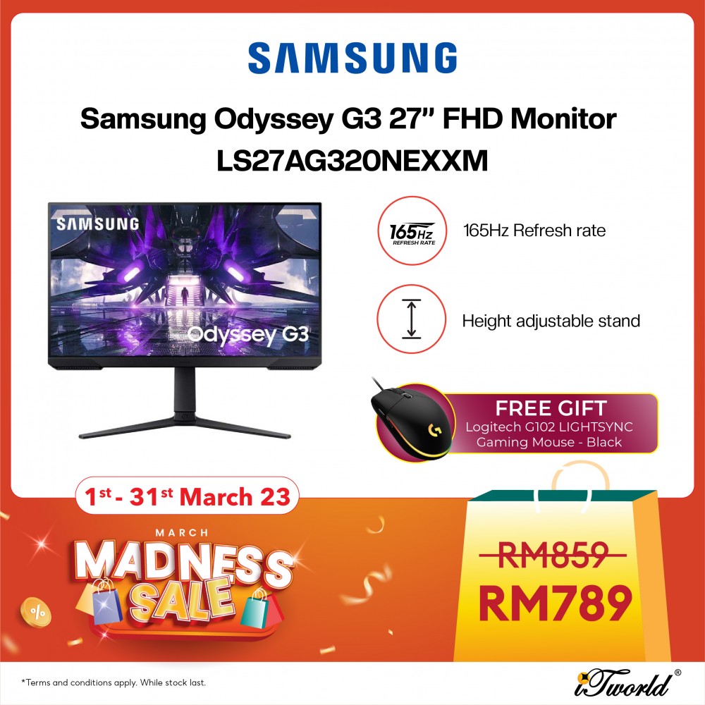 Samsung Odyssey G3 27” FHD Monitor LS27AG320NEXXM